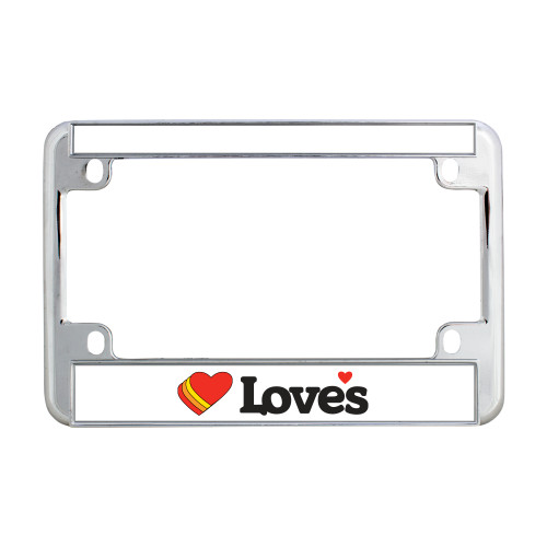  Metal Motorcycle License Plate Frame in Chrome - Loves Travel Stops & Country Stores Loves Primary Mark Flat
