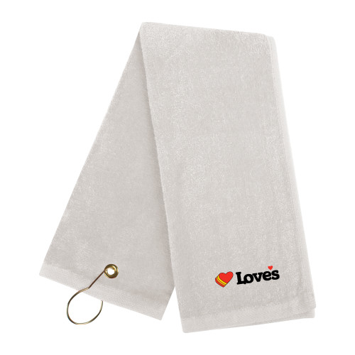  White Golf Towel - Loves Travel Stops & Country Stores Loves Primary Mark Flat