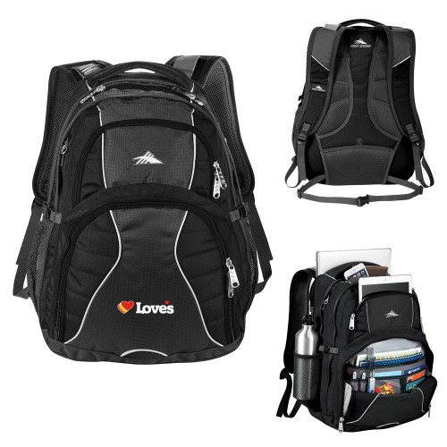  High Sierra Black Swerve Computer Backpack - Loves Travel Stops & Country Stores Loves Primary Mark Flat
