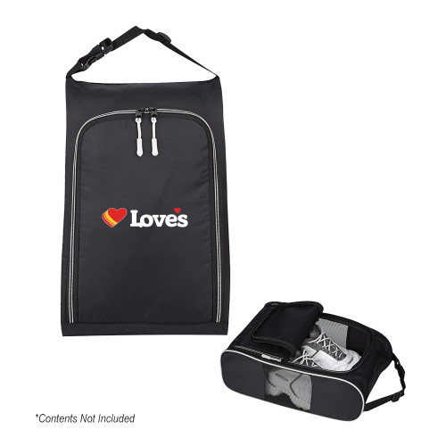  Crosstown Side Mesh Black Shoe Bag - Loves Travel Stops & Country Stores Loves Primary Mark Flat