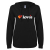 Thumbnail image for  ENZA Womens Black V Notch Raw Edge Fleece Hoodie