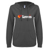 Thumbnail image for  ENZA Womens Dark Heather V Notch Raw Edge Fleece Hoodie