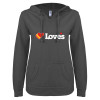 Thumbnail image for  ENZA Womens Dark Heather V Notch Raw Edge Fleece Hoodie