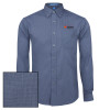 Thumbnail image for  Deep Blue Poplin Crosshatch Long Sleeve Button Down