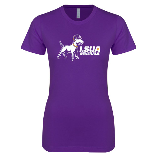  Next Level Womens Purple Boyfriend Tee - Bull Terrier LSUA Generals Horizontal