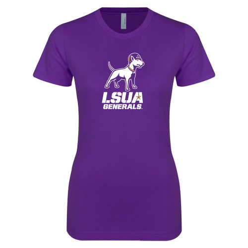  Next Level Womens Purple Boyfriend Tee - Bull Terrier LSUA Generals Vertical
