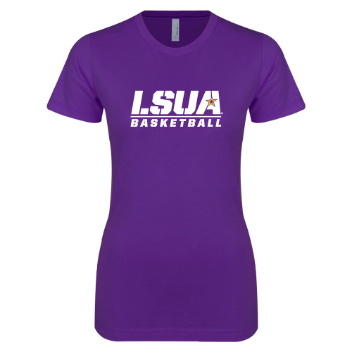  Next Level Womens Purple Boyfriend Tee - Basketball