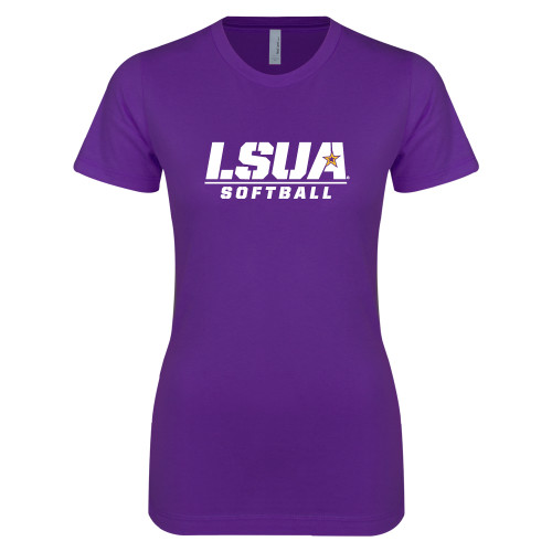  Next Level Womens Purple Boyfriend Tee - Softball