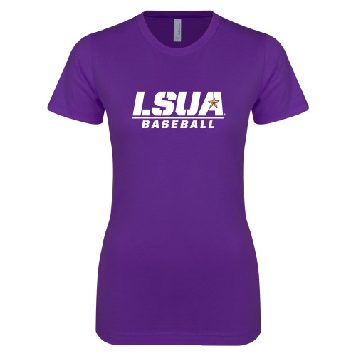  Next Level Womens Purple Boyfriend Tee - Baseball