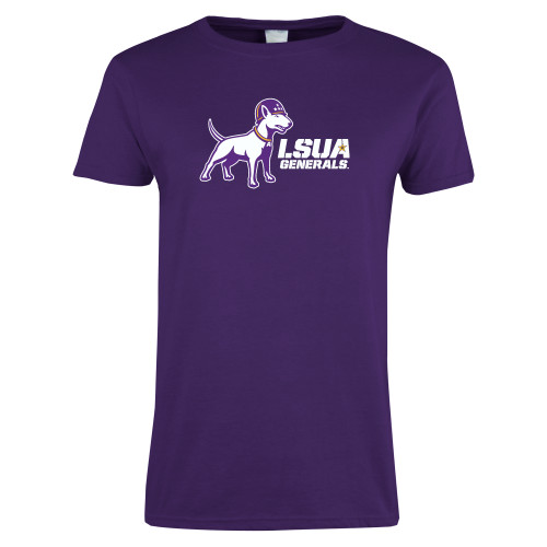  Womens Purple Short Sleeve Tee - Bull Terrier LSUA Generals Horizontal