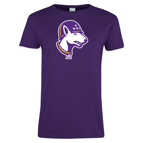  Womens Purple Short Sleeve Tee - Bull Terrier head LSUA
