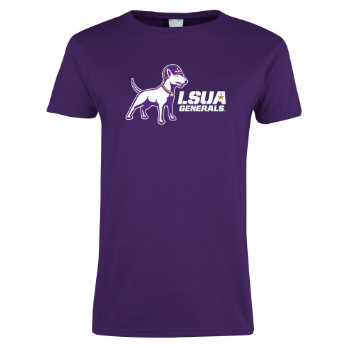 Womens Purple Short Sleeve Tee - Bull Terrier LSUA Generals Horizontal