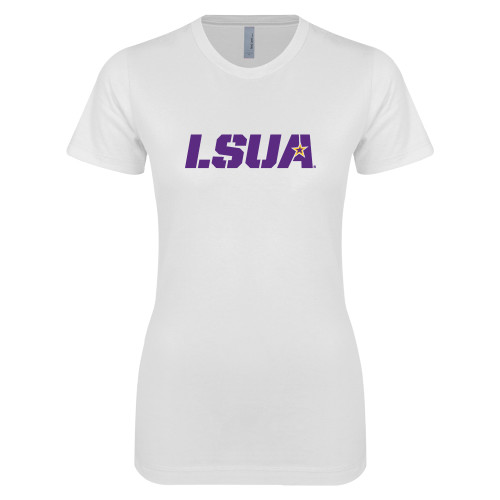  Next Level Womens White Boyfriend Tee - LSUA