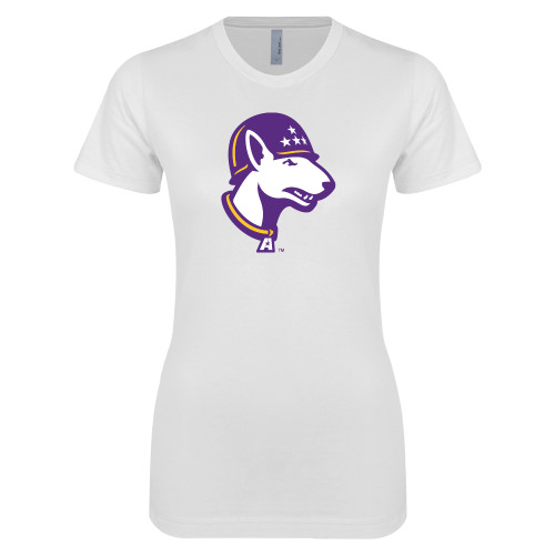  Next Level Womens White Boyfriend Tee - Bull Terrier head LSUA