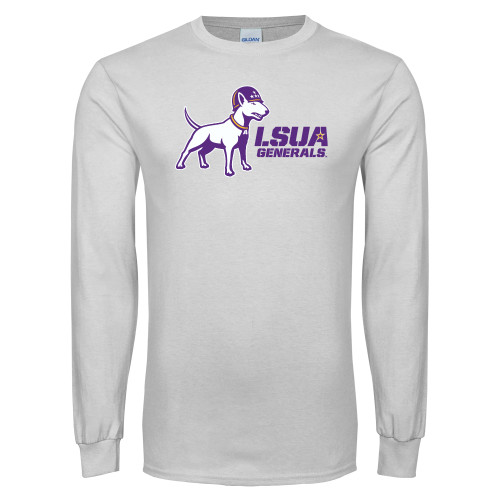  White Long Sleeve T Shirt - Bull Terrier LSUA Generals Horizontal