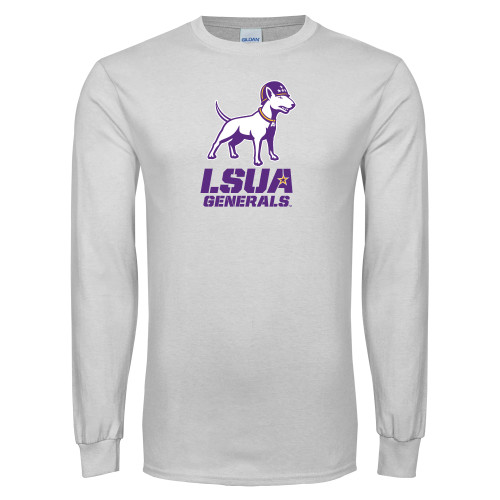 White Long Sleeve T Shirt - Bull Terrier LSUA Generals Vertical