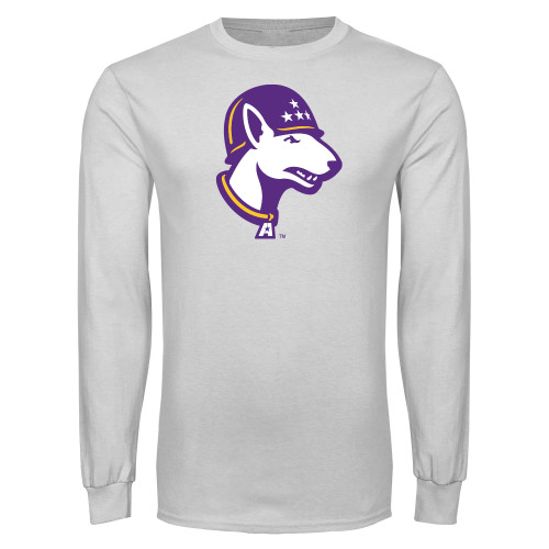  White Long Sleeve T Shirt - Bull Terrier head LSUA