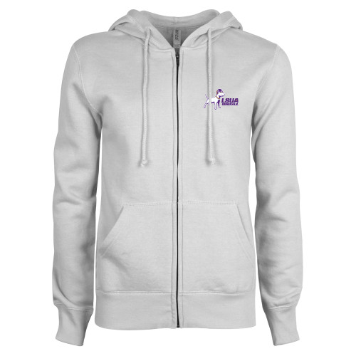  ENZA Womens White Fleece Full Zip Hoodie - Bull Terrier LSUA Generals Horizontal