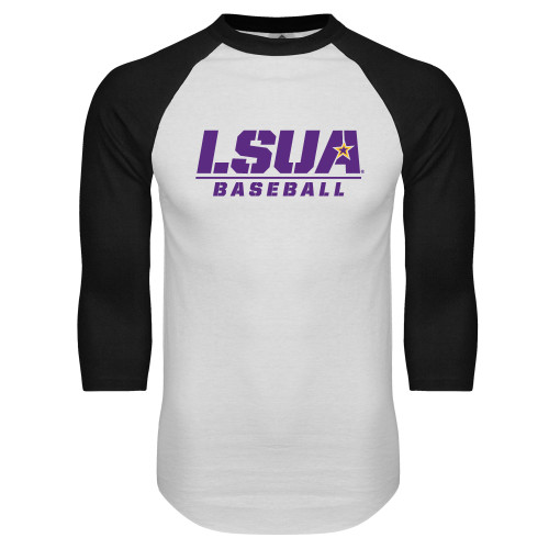 White/Black Raglan Baseball T Shirt - Baseball