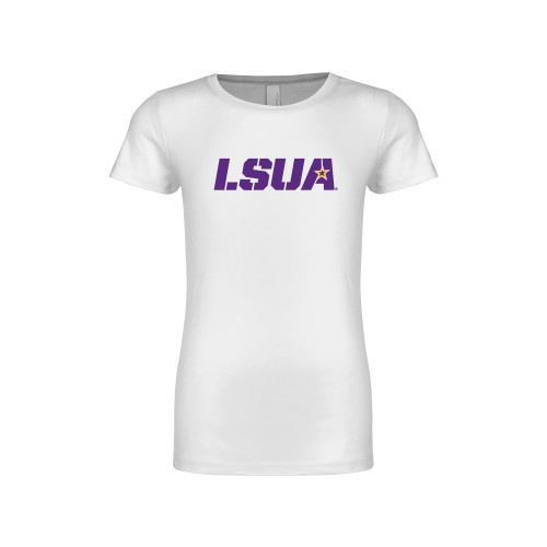  Next Level Girls White Fashion Fit T Shirt - LSUA