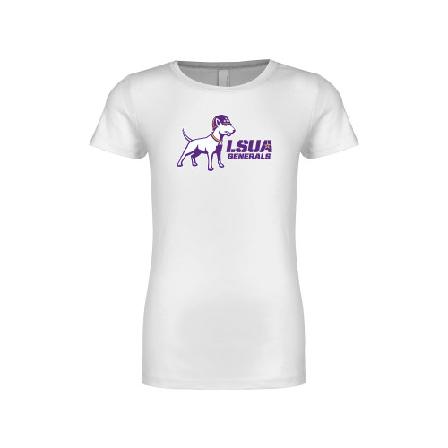  Next Level Girls White Fashion Fit T Shirt - Bull Terrier LSUA Generals Horizontal