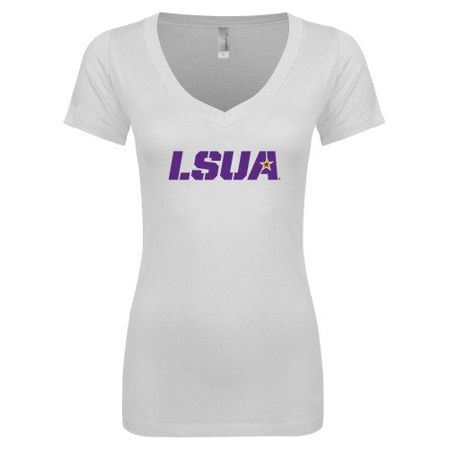  Next Level Womens White Ideal V Tee - LSUA
