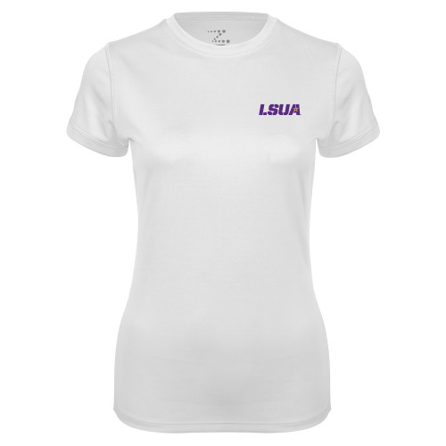  Womens White Performance Tee - LSUA