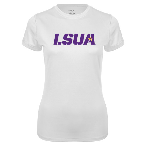  Womens White Performance Tee - LSUA