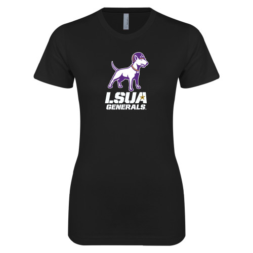  Next Level Womens Black Boyfriend Tee - Bull Terrier LSUA Generals Vertical