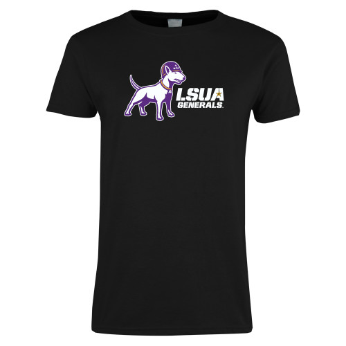  Womens Black Short Sleeve Tee - Bull Terrier LSUA Generals Horizontal