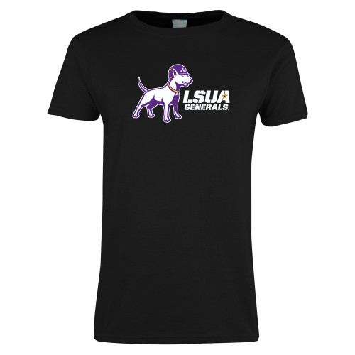  Womens Black Short Sleeve Tee - Bull Terrier LSUA Generals Horizontal