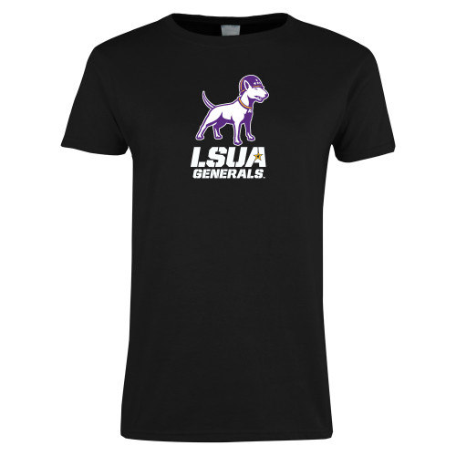 Womens Black Short Sleeve Tee - Bull Terrier LSUA Generals Vertical