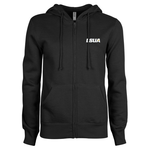  ENZA Womens Black Fleece Full Zip Hoodie - LSUA