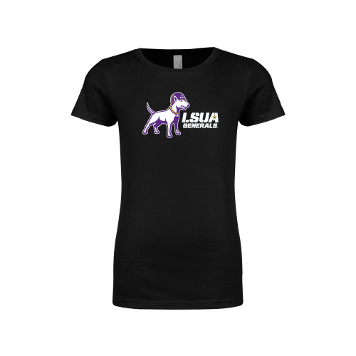  Next Level Girls Black Fashion Fit T Shirt - Bull Terrier LSUA Generals Horizontal