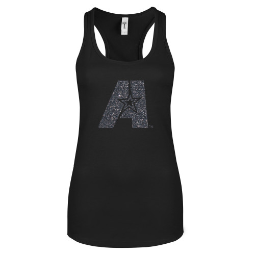  Next Level Womens Black Racerback Tank  - F Graphite Soft Glitter