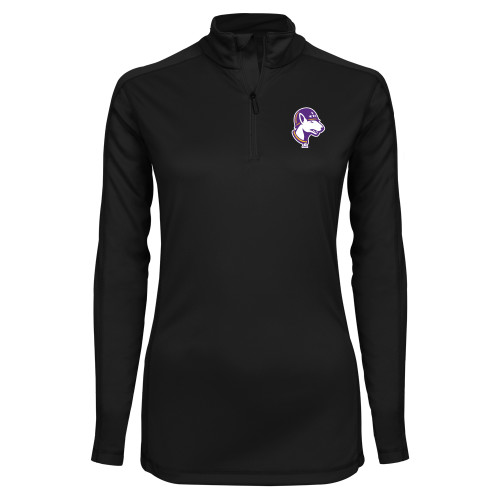  Syntrel Womens Black Interlock 1/4 Zip - Bull Terrier head LSUA