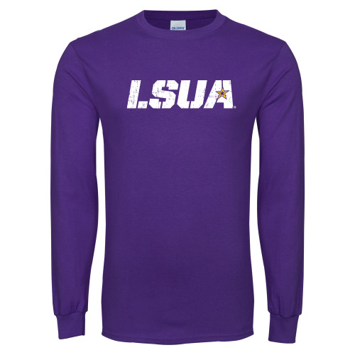  Purple Long Sleeve T Shirt - LSUA Distressed