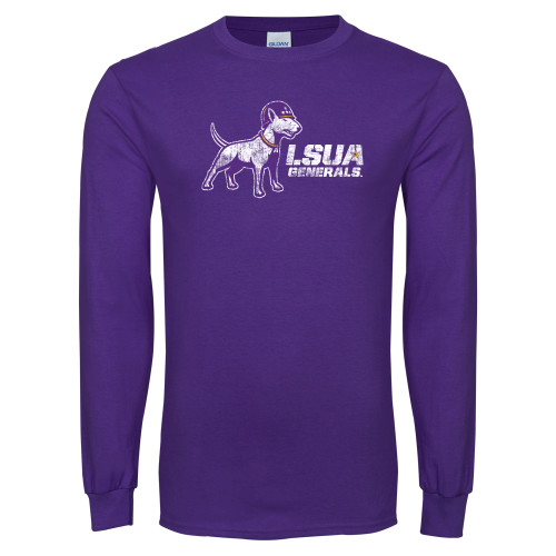  Purple Long Sleeve T Shirt - Bull Terrier LSUA Generals Distressed