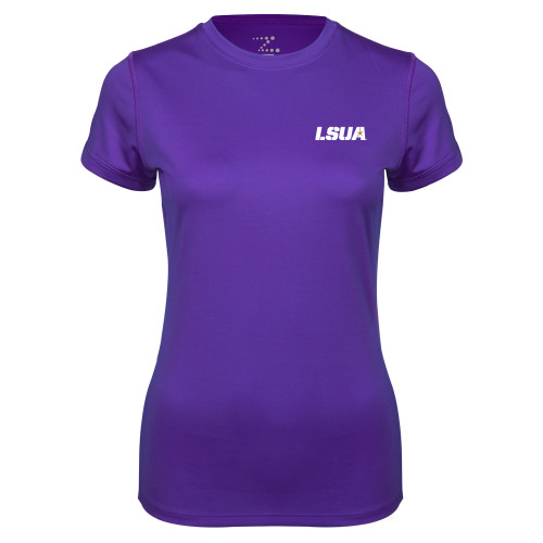  Womens Purple Performance Tee - LSUA