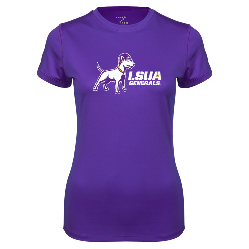  Womens Purple Performance Tee - Bull Terrier LSUA Generals Horizontal