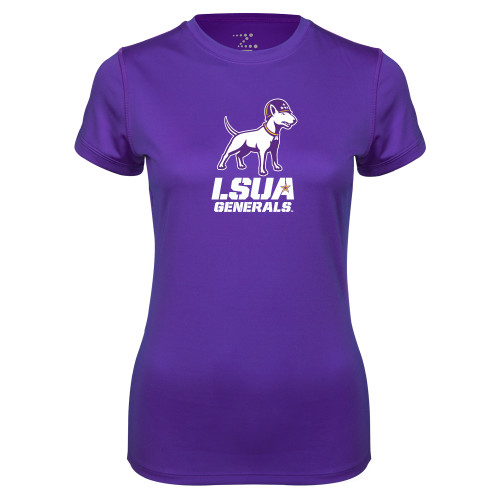  Womens Purple Performance Tee - Bull Terrier LSUA Generals Vertical