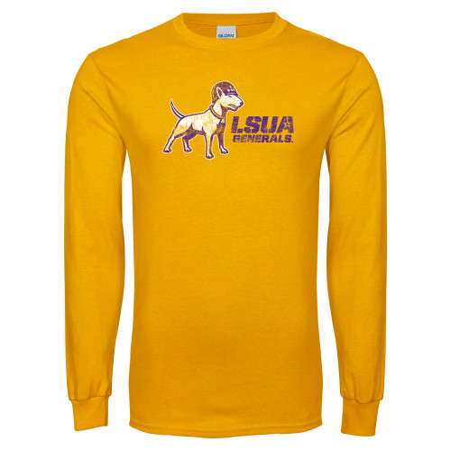  Gold Long Sleeve T Shirt - Bull Terrier LSUA Generals Distressed