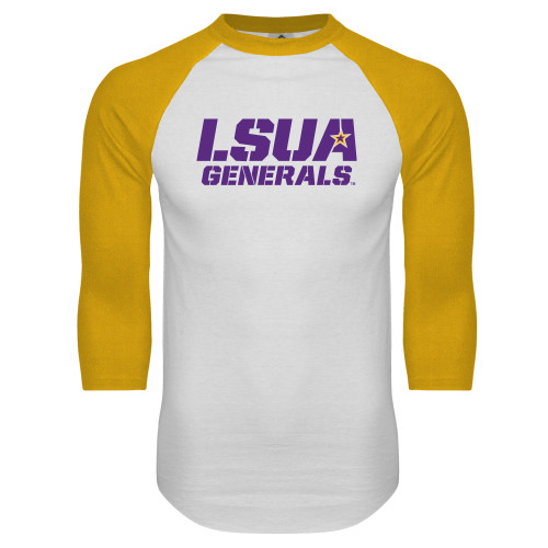 Main Image for  White/Gold Raglan Baseball T Shirt