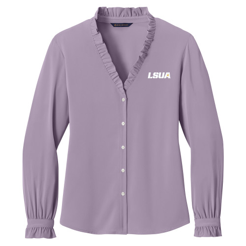  Brooks Brothers Womens Purple Ash Long Sleeve Ruffle Collar Blouse - LSUA