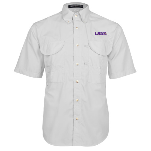  White Fishing Shirt Performance Short Sleeve - LSUA