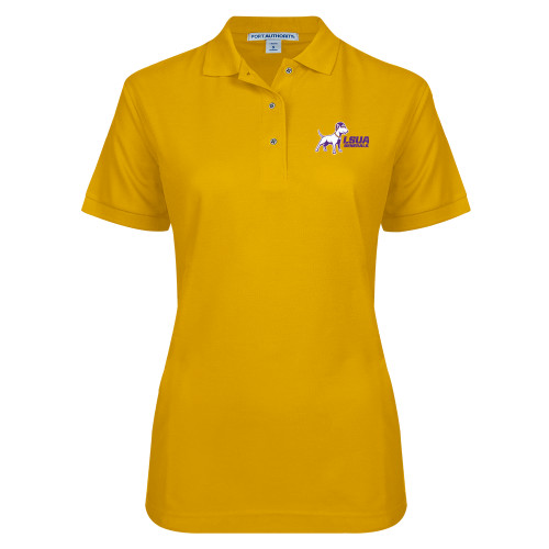  Womens Silk Touch Gold Pique Polo - Bull Terrier LSUA Generals Horizontal