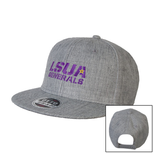  Heather Grey Wool Blend Flat Bill Snapback Hat - LSUA Generals