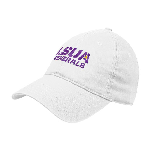  White Unstructured Adjustable Low Profile Hat - LSUA Generals