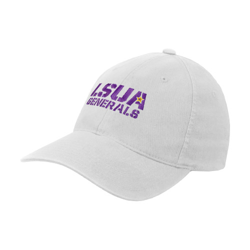  White Flexfit Structured Low Profile Hat - LSUA Generals