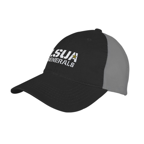  Black/Charcoal Mesh Back Unstructured Low Profile Hat - LSUA Generals